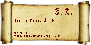 Birle Kristóf névjegykártya